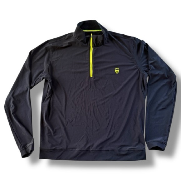 Swag Golf Drop 2.0 SWAG Skull Quarter-Zip Sweater Black Neon Size Large - Picture 1 of 8